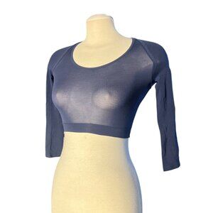 Spiritual Gangster Long Sleeve Crop Top Sz XS/Small Womens Navy Blue Activewear